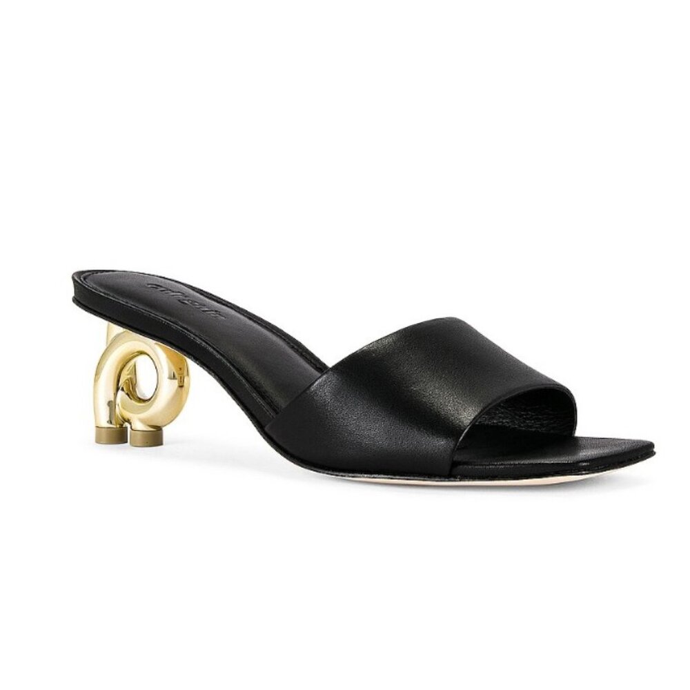 Cult Gaia Cora Black Sandals with Gold Heels, size 39 1/2